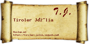 Tiroler Júlia névjegykártya